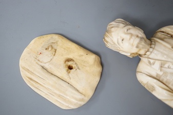 A Japanese ivory okimono, early 20th century, detached from signed base. 19cm